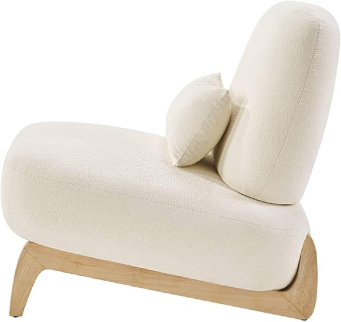 Modern Armless Accent Chair Soft Padded Boucle Fabric Lounge Chair for Living Room Bedroom Home Office – Contemporary Sherpa Accent Chair 32.48 W x 28.93 D x 28.74 H White