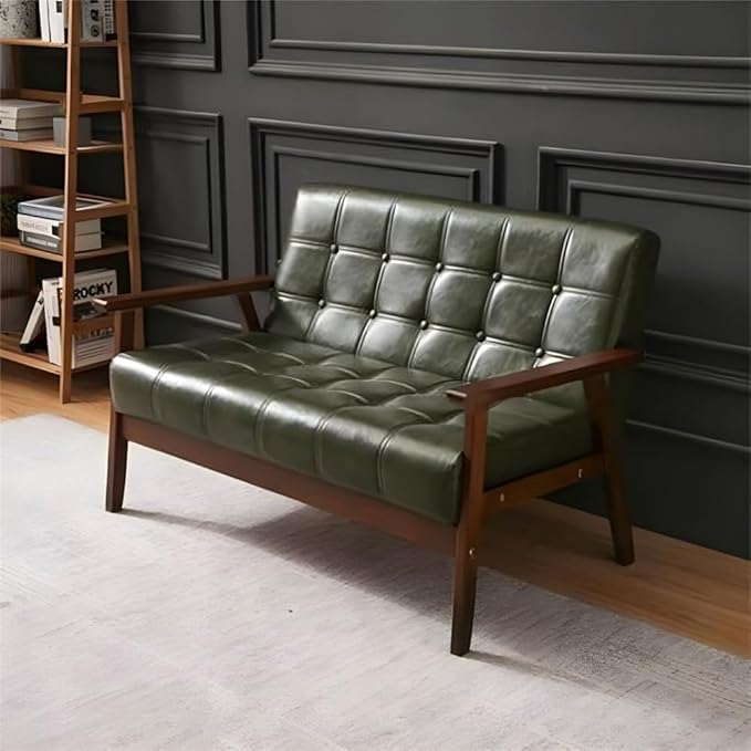 NIUYAO Sofa Couch with Comfy Armrest Upholstered Tufted Back Small Loveseat Sofa Modern Classic Faux Leather Couch for Living Room Bedroom Apartment Office -Camel 55 L x 26 W x 28 H