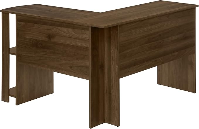 Computer Desk Home Office Corner Storage Shelves 48 l L Shape Work Laptop Brown Laminate Contemporary Modern