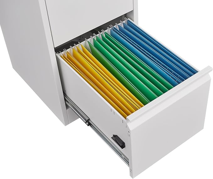 3 Drawer File Cabinet with LockMetal Vertical Filing Storage Cabinets Organizer Small Under Desk Locking Drawers for Home OfficeAssembly RequiredWhite