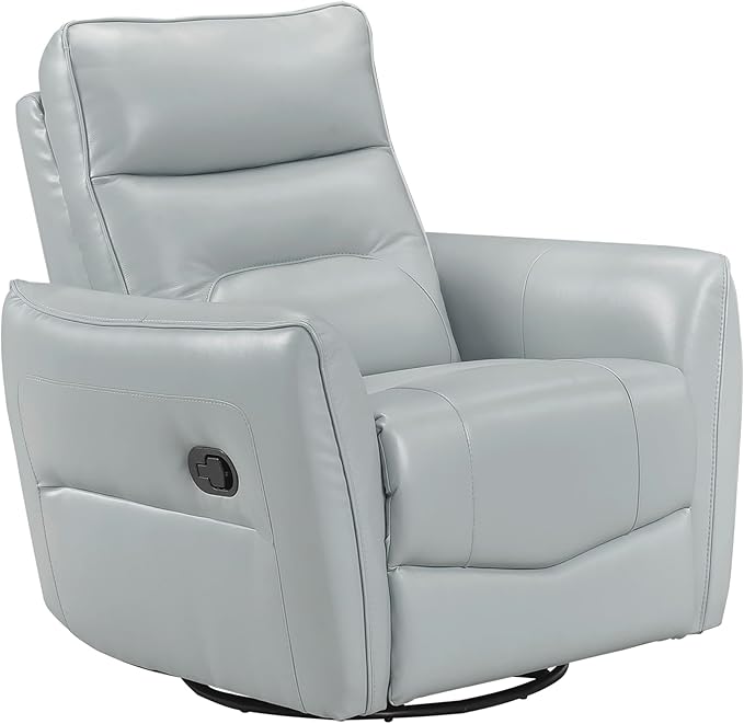 Lexicon Swivel Glider Reclining Chair Top Grain Leather Match Manual Recliner Comfy Nursery Glider Recliner Swivel Reclining Chair for Living Room/Office/Bedroom/Apartment Aqua