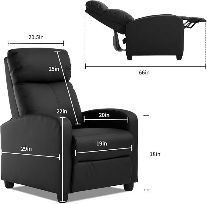 Electric Massage Chair Recliner Chair for Living Room Massage Recliner Adjustable Remote Controlled Leather Massage Chair Single Home Seating for Adults with Footrest Pockets (Black)