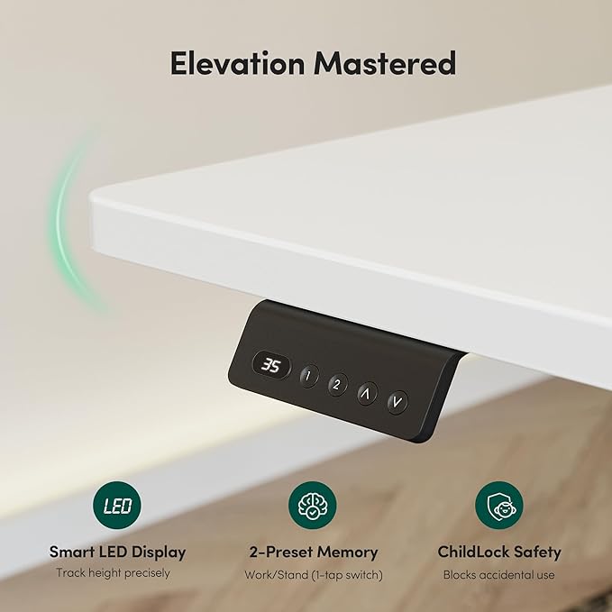 FEZIBO 75 x 63 L Shaped Standing Desk Adjustable Height 75 Inch Electric Stand up Corner Computer Desk Sit Stand Home Office Desk with Splice Board White
