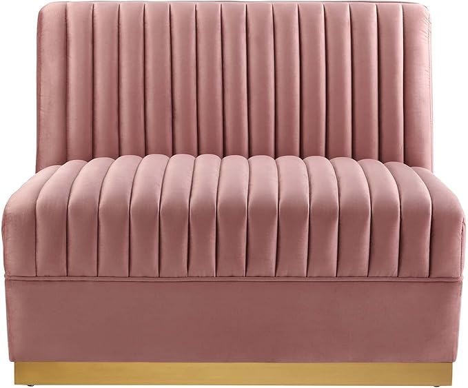 Modway Sanguine Channel Tufted Upholstered Performance Velvet Modular Sectional Sofa Armless Chair in Dusty Rose