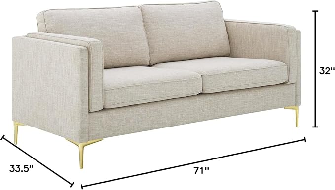 Modway Kaiya Upholstered Fabric Sofa 33.5 x 71 x 32 Beige