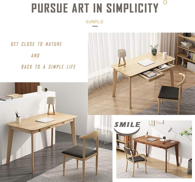 IOTXY Solid Wood Writing Desk - Home Office Workbench Desk with Drawer 31.5 Width Laptop Computer Work Study Table in White