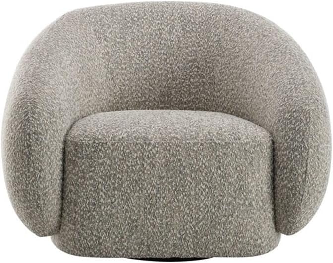 Bowery Hill Fabric Upholstered Swivel Chair 2-Tone Brown Boucle 42W x 40D x 30H Contemporary Accent Chair 360-Degree Swivel Wooden Frame Foam Cushion Modern Living Room or Bedroom Seating