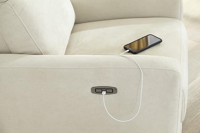 Nurture&amp The Glider Premium Power Recliner Nursery Glider Chair with Adjustable Head Support | Designed with a Thoughtful Combination of Function and Comfort | Built-in USB Charger (Ivory)