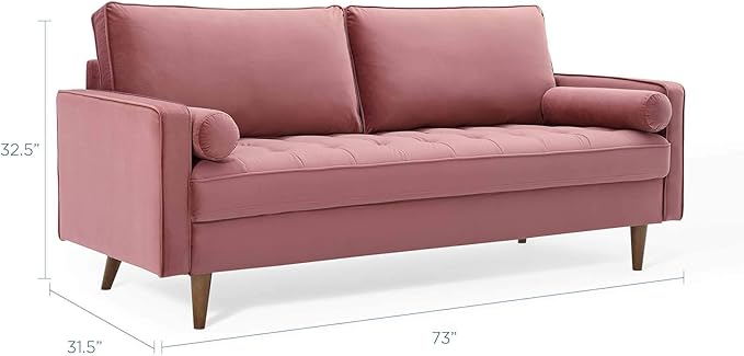 Modway EEI-3764-DUS Valour Performance Velvet Sofa Dusty Rose
