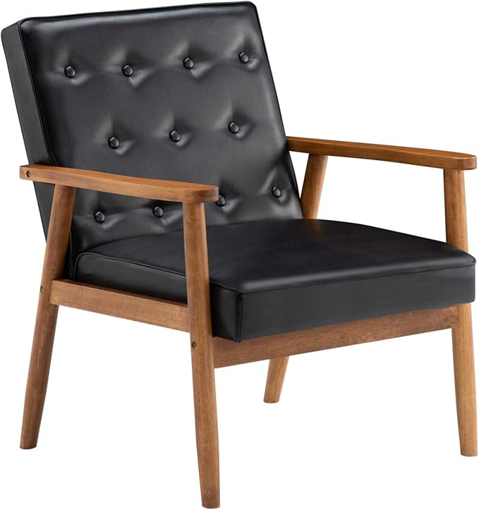 Black Office Chairs Sofa ChairComfy Club Chair Living Room ChairsWorkshop Chair Reading Chair for BedroomSide Chair for Living RoomBedroomOffice Modern Decorative Side Chair 75 x 69 x 84CM