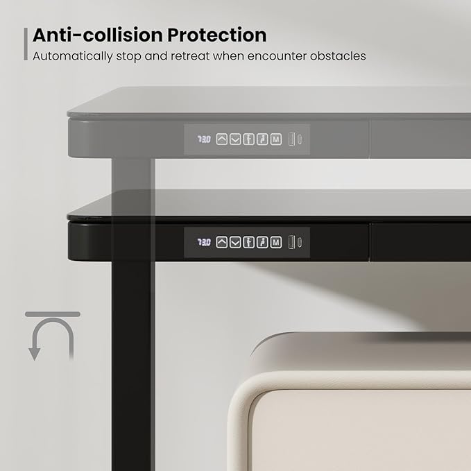Tangkula Glass Standing Desk with Drawer 48” x 24” Height Adjustable Electric Stand Up Desk with Tempered Glass Top Sit Stand Desk with Memory Positions &amp USB Type-C Outlets for Home Office (Bla