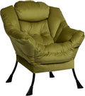 HollyHOME Lazy Chair with Armrest and Side Pocket Comfy Accent Lounge ChairLeisure Sofa Armchair for Living Room Bedroom Dorm or Small Spaces Oversized Reading Sofa ChairVelvet Olive Green