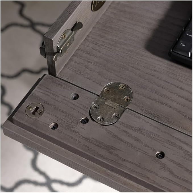 Writing Desk with Keyboard Drawer Computer Desk Home Office Desk - Smoke Gray &amp Black