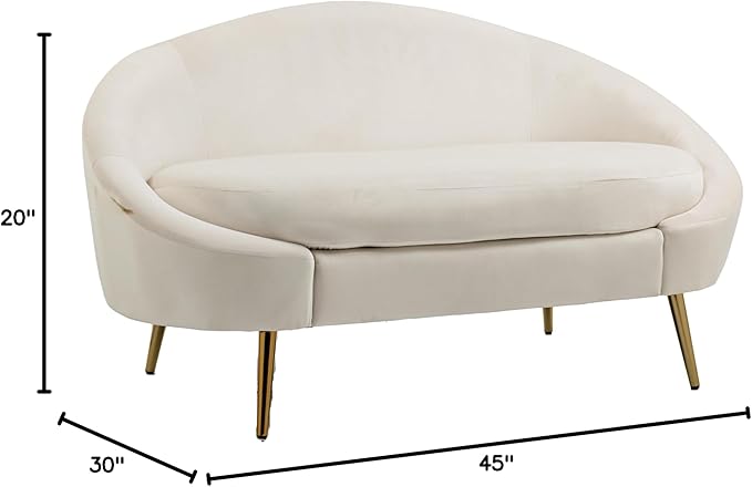 ZOBIDO Velvet Couch Modern Loveseat Sofa Twin Size Contemporary Sofas Upholstered Couch with Contemporary Velvet Upholstered Sofa Couch for Living Room and Bedroom(White)