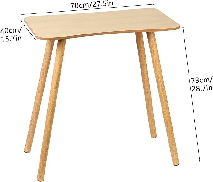 Computer Desk 29 Inch High Writing Study Work Table Office Desk Ergonomic Design Modern Home Office Study Desk Student Small Writing Table with Solid Legs Spacious Desktop Wooden Color