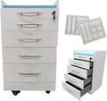4 Drawers Mobile Office File Storage Cabinet Stainless Steel Dental Medical Assistant Cabinet Utility Cart Stainless Steel Countertop with Lock Storage Tray and Wheels for Office Hospital