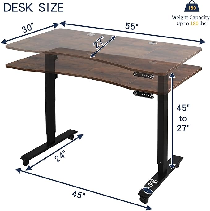 55 Inch Computer Desk Large Office Desk for Home Office Modern Writing Table with Sturdy Metal Frame