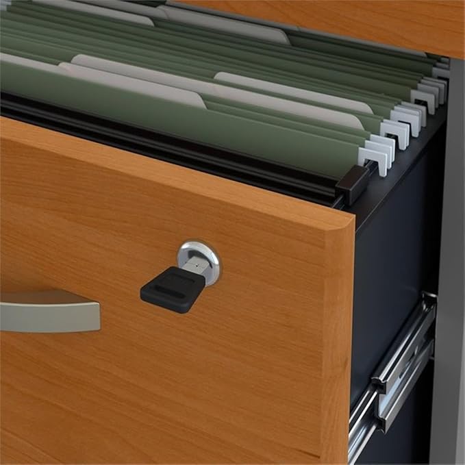 Bush Business Furniture Series C 72W x 30D Office Desk with Mobile File Cabinet in Natural Cherry Large Workstation with Rolling Storage Drawers for Workspace