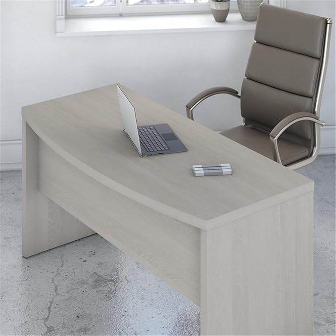 Bush Business Furniture Bow Front Desk with Wire Management | Echo Collection Office Computer Table for Home Office with Quick-to-Assemble Hardware | 60Wx28Lx30H
