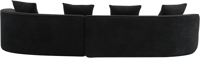 Christopher Knight Home Braebt 126 Sectional Sofa with 4 Throw Pillows 5-Seater Large Modular Sofa Couches Comfy Curved Upholstered Cloud Couch for Living Room Study No Assembly Required Black
