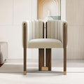 Velvet Fluted Accent Chair for Living Room with Wood Frame High Resilience Foam Elegant Modern Armchair (Beige)