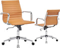 Ergonomic Office Chair with Lumbar Support Adjustable Swivel Mid Back Desk Chair PU Leather Computer Task Chair for Home Office 360° Rolling Terracotta