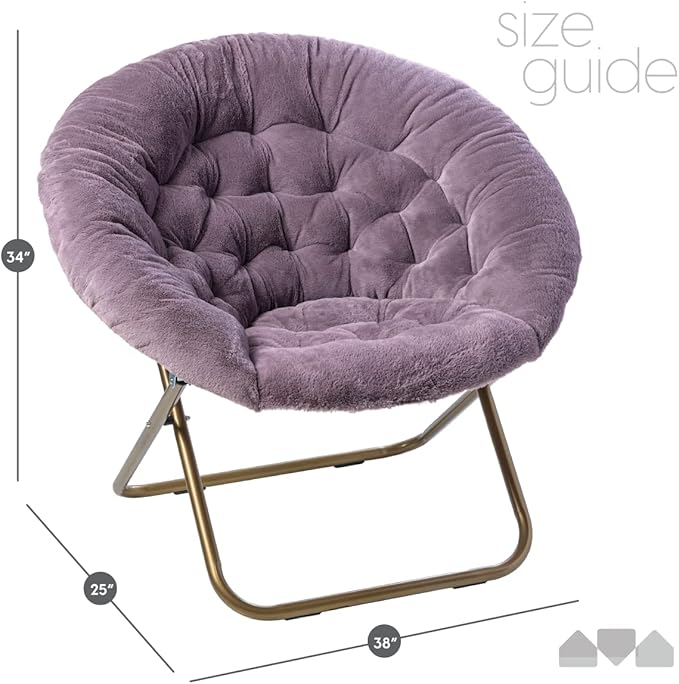 Milliard Saucer Chair For Adults Teens &amp Kids Purple Faux Fur XL Circle Chair for Bedroom Dorm &amp Gaming Foldable Comfy Accent Seat for Small Spaces Folding Moon / Mushroom / Round Style