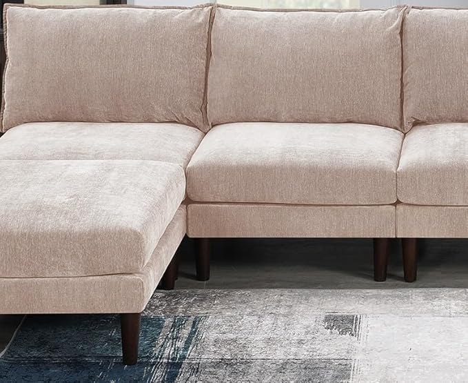 Beautiful Blush Pink Armless Chair Fabric 1pc Chair Pillow Soft Cushion Wood Legs Living Room Furniture