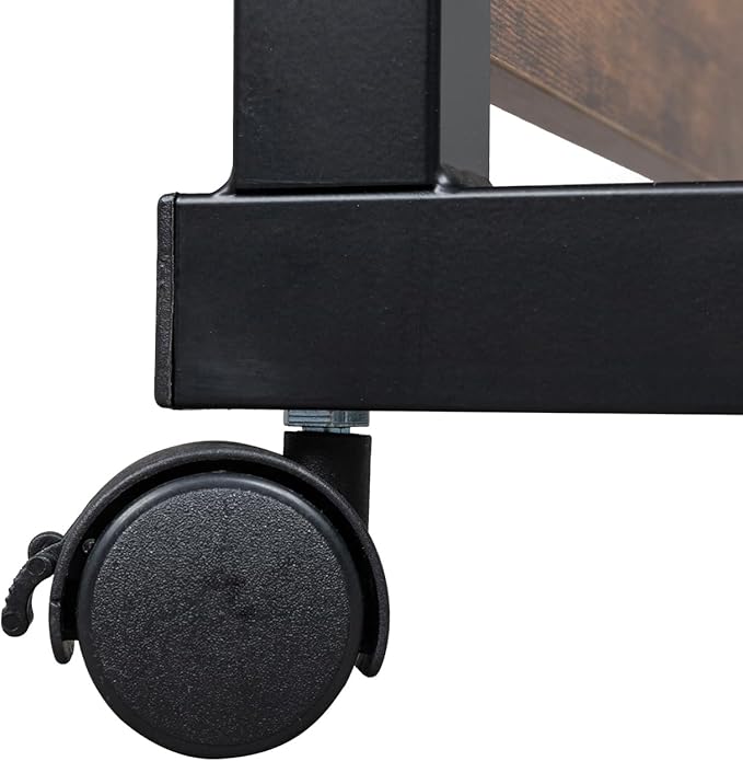 Computer Desk Adjustable Height Stand Up Desk Portable Laptop Desk Mobile Standing Desk Bedside Table Work Desk for Home Office Rolling Steel Side Table with Baffle 31.5 x 15.7Brown