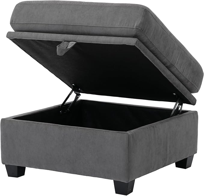 asunflower Ottoman with Storage for Couch Gray 25.2 Square Storage Ottoman Foot Rest for Living Room Large Ottomans for Dorm BedroomOffice with Deep Seating