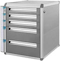 File Cabinet Flat 5 Drawer Desktop Data Storage Box Key Lock Office Cabinet Gray Home Office Furniture Bookshelves (Silver One Size)