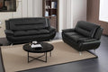 A Ainehome Sectional Sofa Sets Living Room Furniture Sets Modern Faux Leather Sofa Couch 5-Seat Sofa for Living Room(A-Black Sofa+Loveseat)