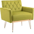 Velvet Accent Chair Upholstered Living Room Accent Armchair Leisure Single Chairs with Rose Golden feet Tufted Sofa Chairs for Home Office Living Room Bedroom Small Space (Olive Green)