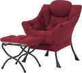 Tiita Lazy Chair with Ottoman Red Modern Large Accent Chair Comfy Leisure Sofa Armchair with Ottoman Reading Chair with Footrest for Bedroom Living Room Dorm Rooms Wine red