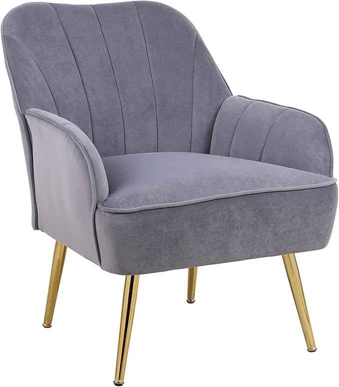 Modern Mid Century Chair Velvet Sherpa Armchair for Living Room Bedroom Office Easy Assemble
