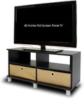 Furinno Entertainment Center w/2 Bin Drawers Espresso/Brown