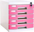 Pink Cabinets with Key- 3/5/7 Drawers Cabinet with Lock Plastic Drawer for Documents Mobile Filing Cabinet (Color : Pink Size : 5)
