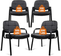 CLATINA Big &amp Tall 500 lbs Waiting Room Guest Chair Leather Office Reception Chair No Wheels with Padded Arms for Elderly Home Desk Conference Room Lobby Side Salon Clinic Black(4 Pack)
