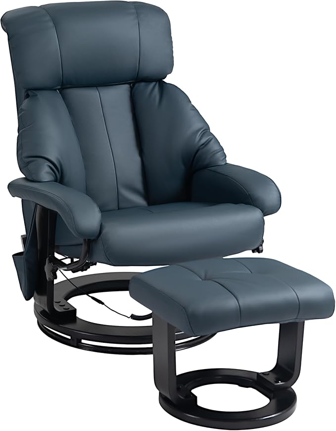 Massage Recliner Chair with Footstool 360° Swivel Recliner with Vibration Massage Gray Upholstery Ideal for Living Room.