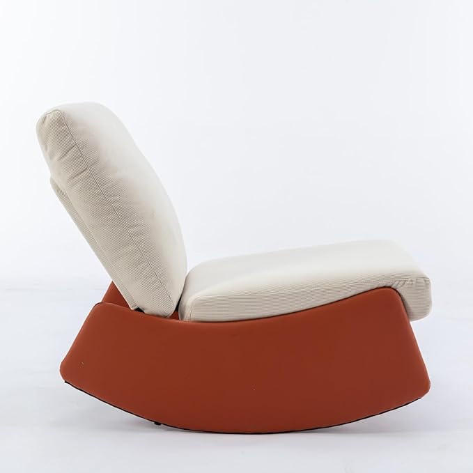 Modern Rocking Chair Recliner Comfy Rocker Nursery Chair with Footrest Accent Reading Chair Upholstered Lounge Chair for Relaxing RestingSoft Padded Rocker for Indoor Living Room BedroomOrange