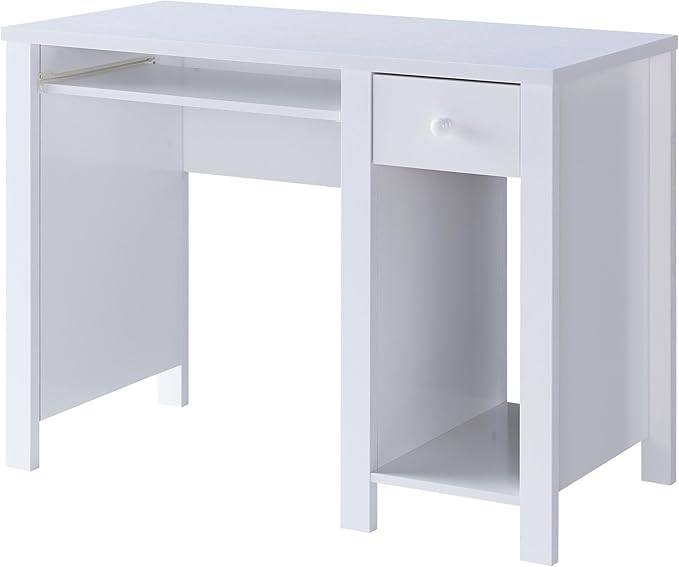 Student Desk Home Office Desk 39 W Compact Desk Writing Desk Laptop Desk White One Drawer Keyboard Drawer Wooden Knob