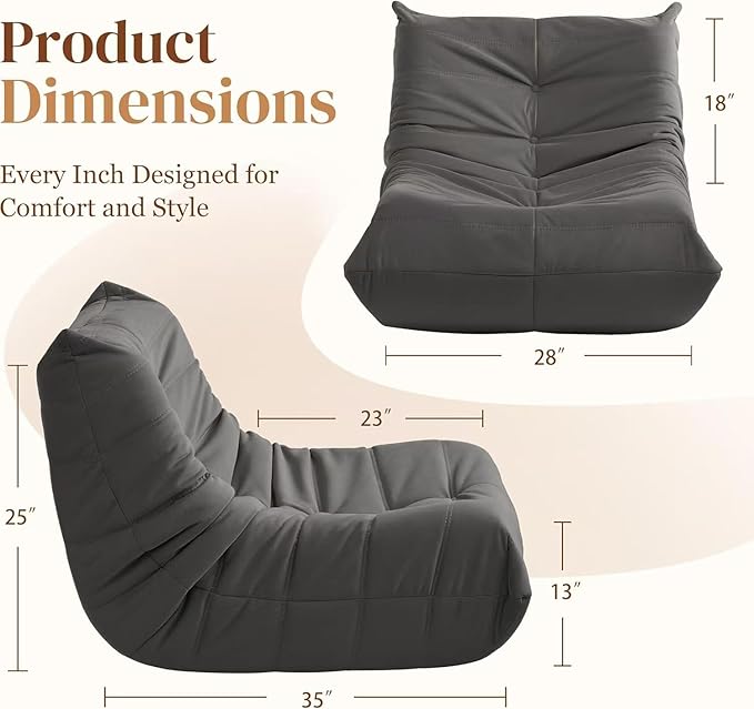 Luxury Accent Chair Gray Microfiber Comfy Chair with Button-Tufted Details Armless Lounge Chair Modern Living Room Furniture for Bedroom Apartment &amp Gaming Room (Grey)