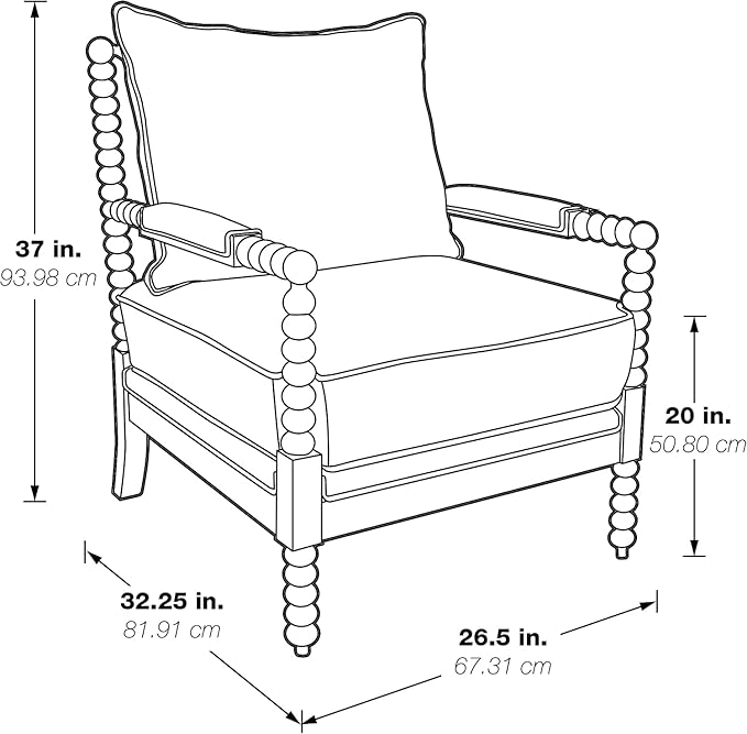 OSP Home Furnishings Kaylee Spindle Accent Chair with Antique White Wood Frame Smoke Grey Fabric