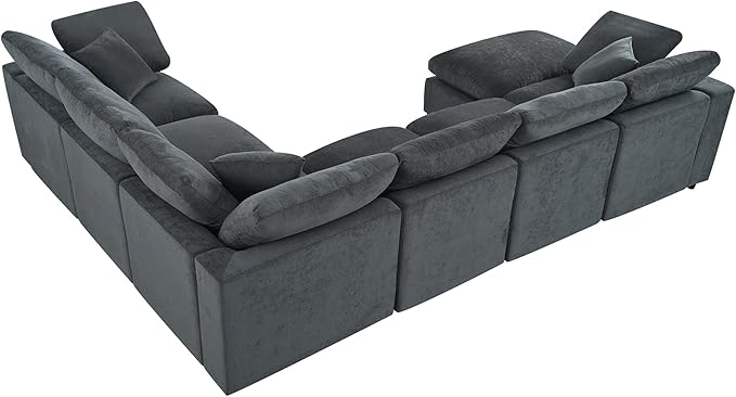 124.8 W Modular Sectional Sofa L Shaped Modern Couch with Ottoman Deep Seat and Wide Chaise for Living Room Gray