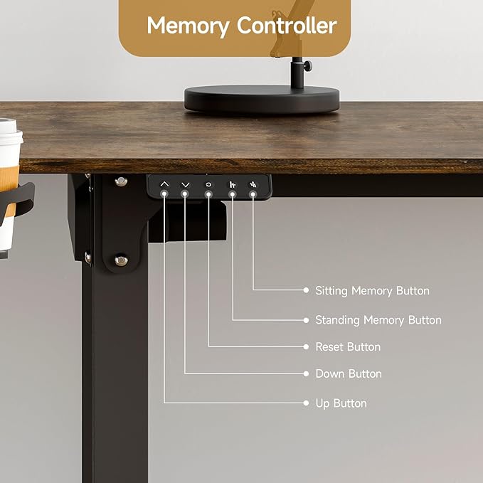 ONBRILL L Shaped Standing Desk 71x43 Inches Electric L Stand Up Desk with 4 Legs Dual Motor and Memory Controller Adjustable Height from 28-46 Inches for Home and Computer Workstation Rustic Brown