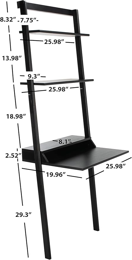SAFAVIEH Home Collection Pamella Black 2-Shelf Computer Table Office Writing Leaning Desk