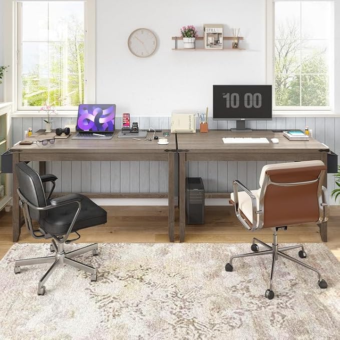 EnHomee 32 Small Desk Thickened &amp Reinforced with Power Outlet Sturdy Computer Desk with Storage Bag DetachableAffordable Luxury Home Office Desk and Writing Desk for Small SpacesAsh Gray