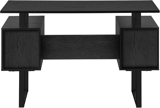 Computer Desk Home Office Laptop Storage 48 l Work Black Laminate Black Metal Contemporary Modern