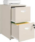 2 Drawer File Cabinet with Lock Metal File Cabinets for Home Office Under Desk Storage Printer Stand Office File Cabinets for Letters and File Boxes Assembly Required Cream