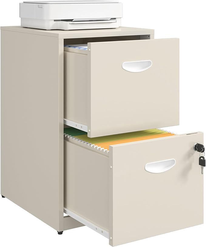2 Drawer File Cabinet with Lock Metal File Cabinets for Home Office Under Desk Storage Printer Stand Office File Cabinets for Letters and File Boxes Assembly Required Cream